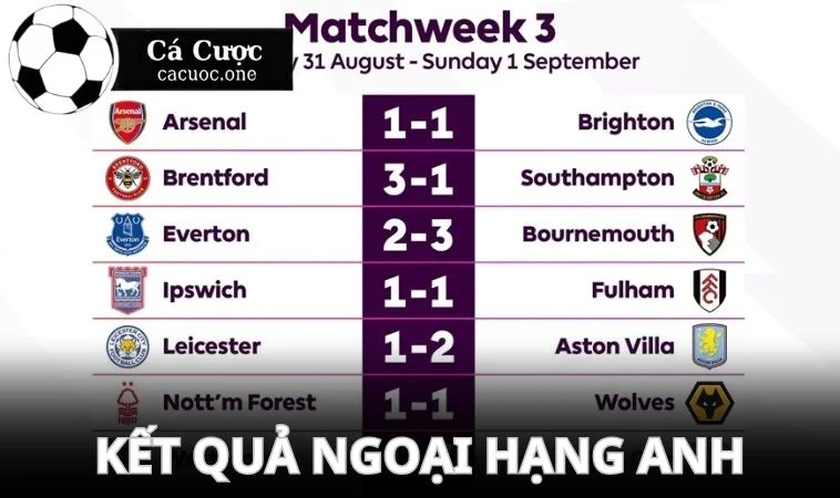 ket qua bong da ngoai hang anh Thông tin trong giải Ngoại Hạng Anh hiện tại